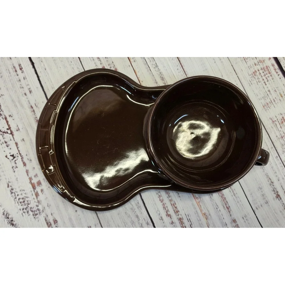 Longaberger Soup and Sandwich Set Brown Excellent Vitrified Pottery